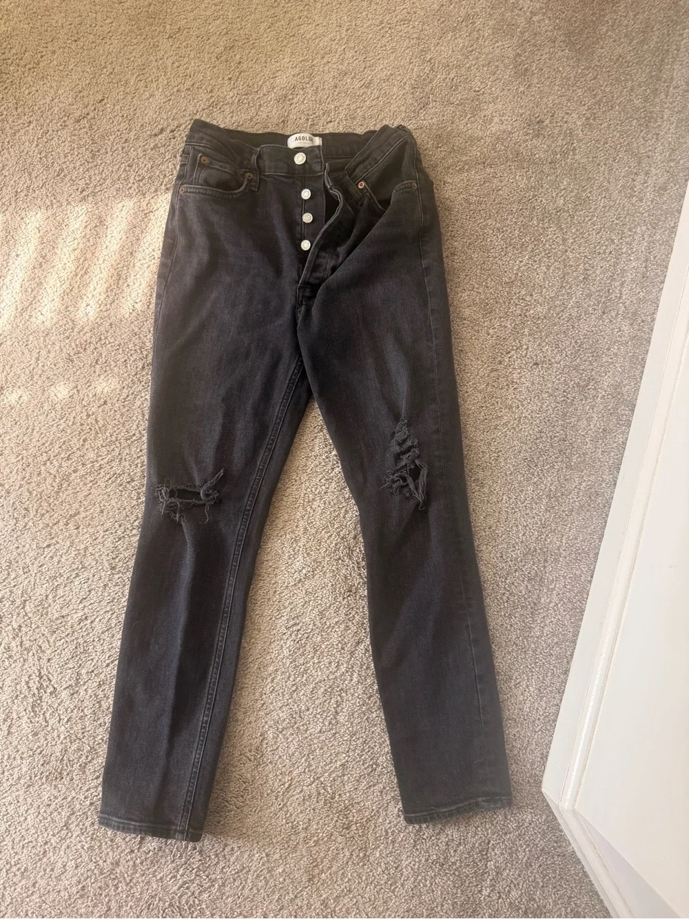 #AGOLDE Nico Slim Jeans Faded Black Distressed